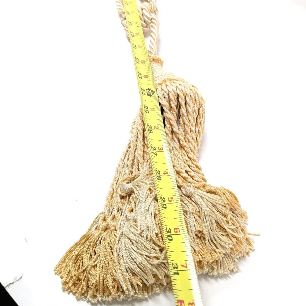 Curtain Tassel Tieback Ivory Peach Pastel Drapery Ornate Braided 31